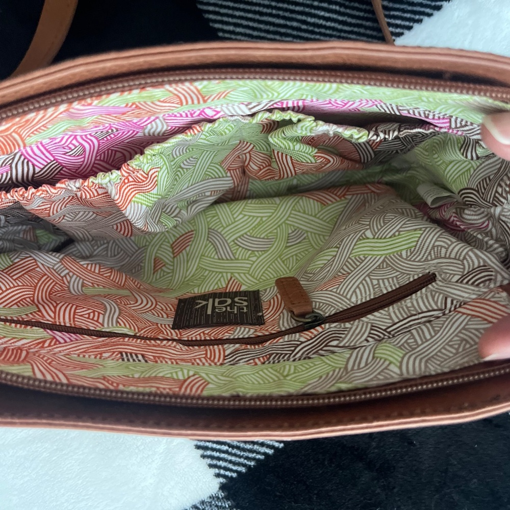 The Sak Leather Crossbody Satchel Bag Purse Brown - Picture 4 of 6
